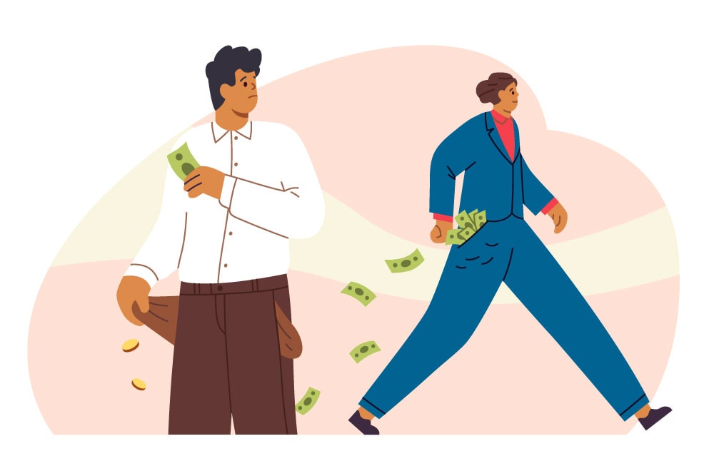 illustration of a couple disagreeing about money