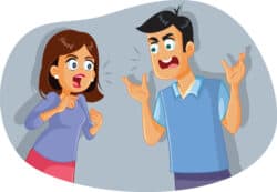Couple Fighting and Arguing Vector Cartoon. Husband and wife fighting in loud voice insulting each other
